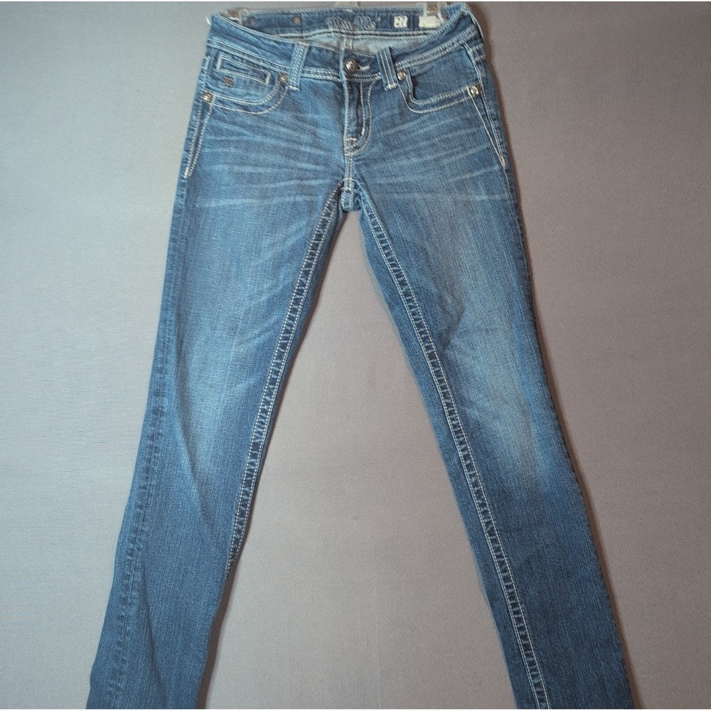 Miss Me Skinny Jeans Womens 27 Blue Medium Wash Embellished Cross JP504599